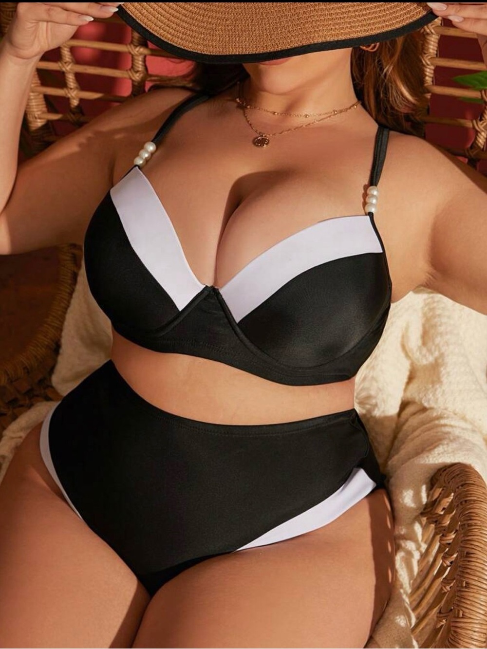 SHEIN Black & White Bikini Set – Size 
2X